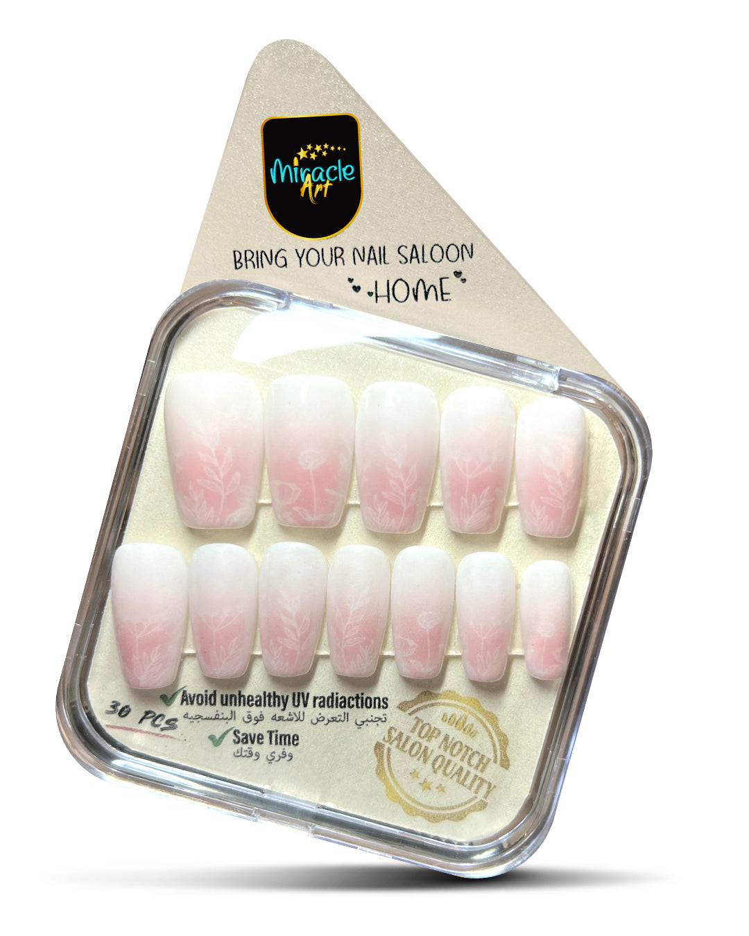 Miracle Art Salon Acrylic Nails Coffin, 30 Pieces Breeze Co30011