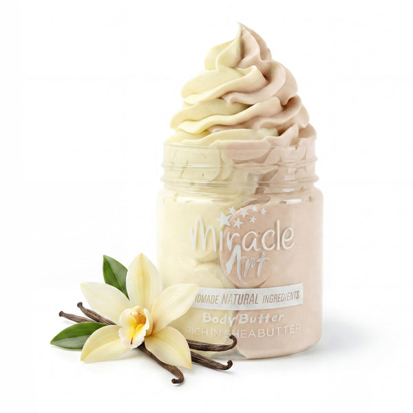 Miracle Art Vanilla Dream Body Butter — UAE Certified Natural Deep Moisturizer with Shea, Kokum & Mango Butter | Warm Vanilla Scent | Sensitive Skin Safe | Luxury Gift Idea
