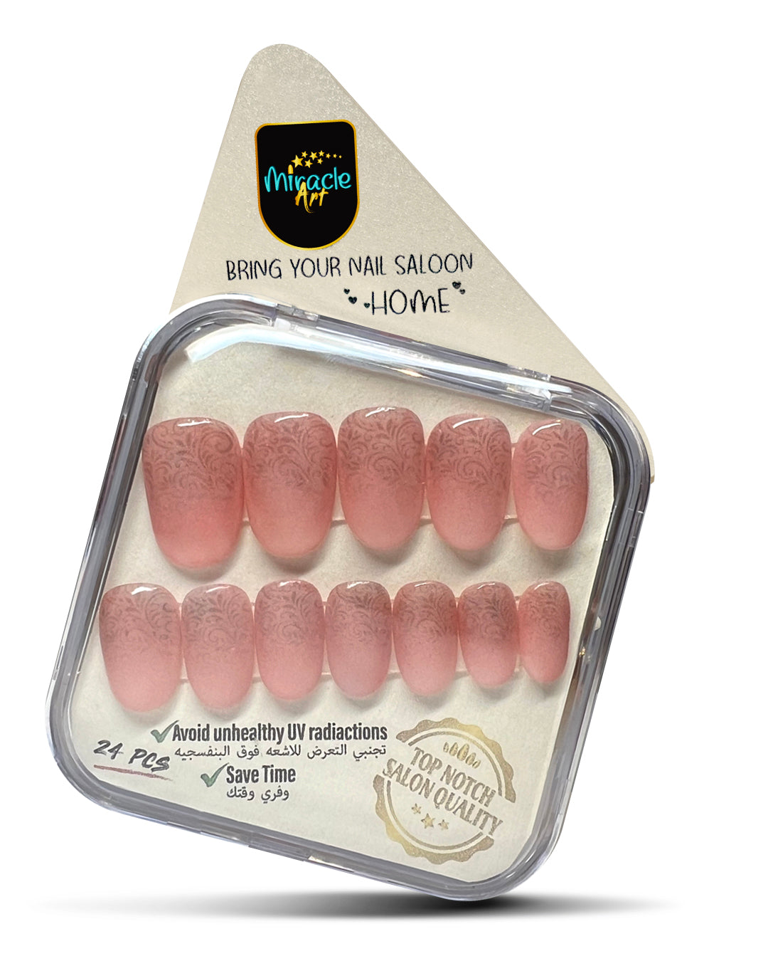 Miracle Art Salon Acrylic Nails Midium Round, 24 Pieces Dark Pink Ombre R24002