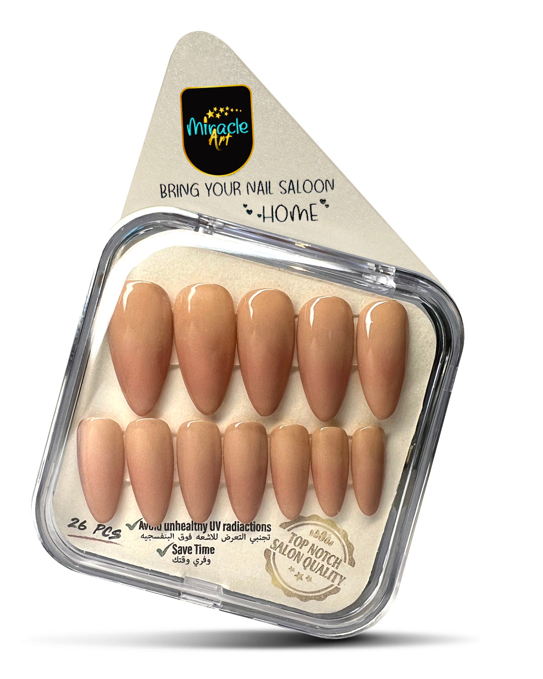 Miracle Art Salon Acrylic Nails Almond, 26 Pieces Beige pink ombre AL26005