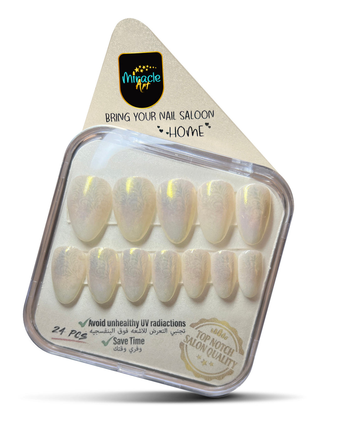 Miracle Art Salon Acrylic Nails Short Length, 24 Pieces Lovely Ombre "Almond extra short "AES24004