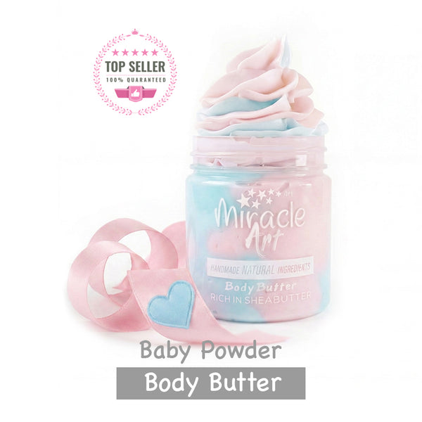 Miracle Art Baby Powder Body Butter — Best Seller | UAE Certified Natural Moisturizer with Shea Butter & Kokum Butter | Lorenzo Inspired Scent