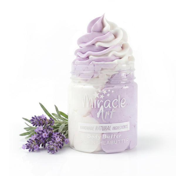 Miracle Art Lavender Lush Body Butter — UAE Certified Natural Relaxing Moisturizer with Shea & Kokum Butter | Calming Lavender Scent | Sleep & Self-Care Gift