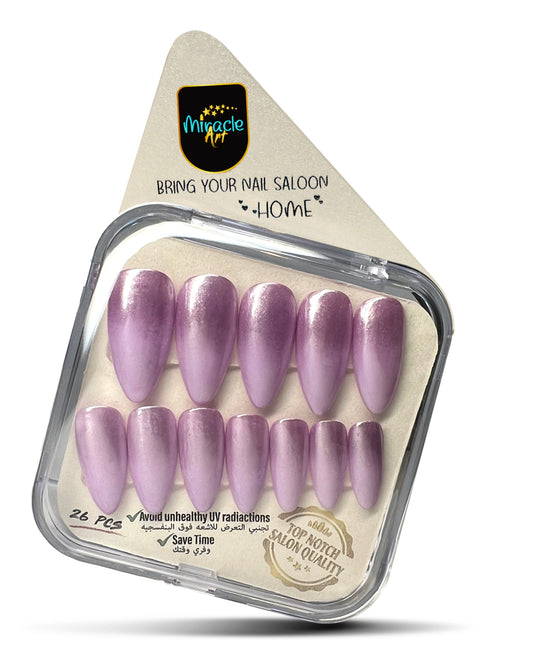 Miracle Art Salon Acrylic Nails Almond, 26 Pieces Purple & Purple Ombre AL26010