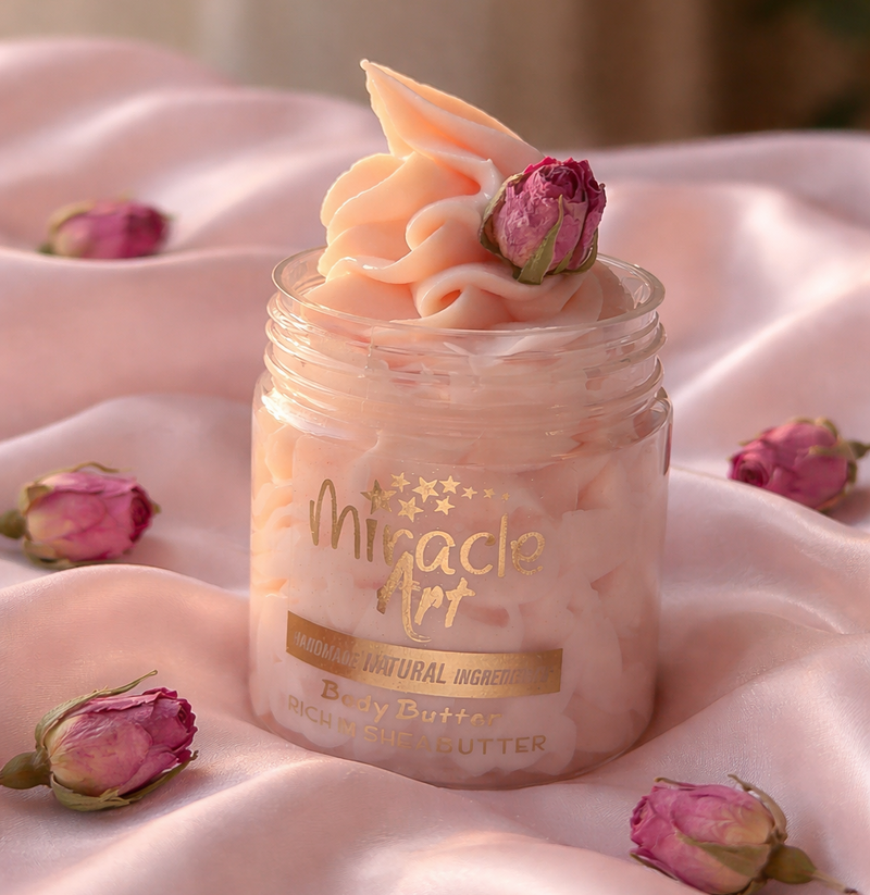 Miracle Art Rose Musk Whipped Body Butter — UAE Certified Natural Deep Moisturizer with Shea, Kokum Butter & Vitamin E