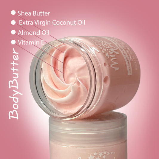 Miracle Art Strawberry Kiss Whipped Body Butter — UAE Certified Handmade Natural Moisturizer with Shea & Kokum Butter | Fresh Strawberry Scent | Sensitive Skin Safe | Fun Gift Idea