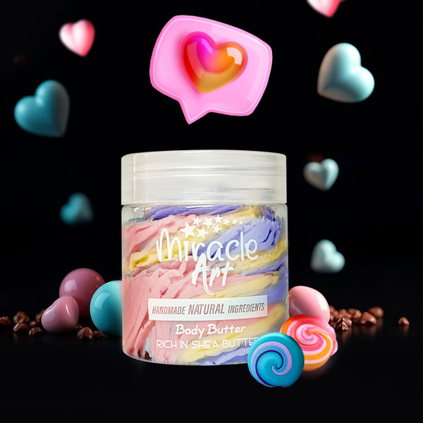 Miracle Art Candy Cloud Whipped Body Butter — UAE Certified 100% Handmade Natural Moisturizer | Sweet Candy Scent | Fun Gift for Teens | Sensitive Skin Safe | Chemical-Free