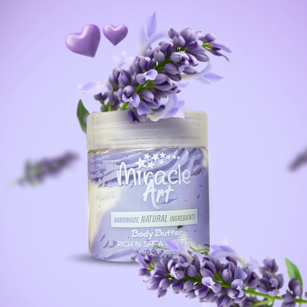 Miracle Art Lavender Lush Whipped Body Butter — UAE Certified Natural Relaxing Moisturizer with Shea & Kokum Butter | Calming Lavender Scent | Sleep & Self-Care Gift