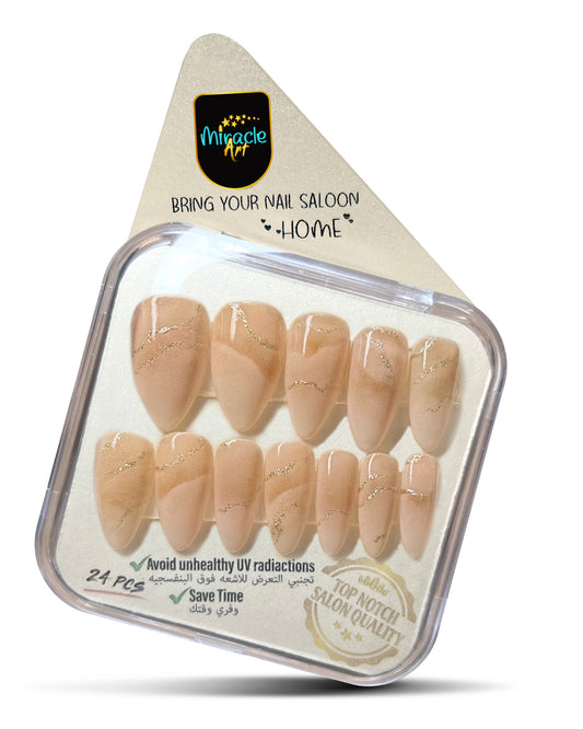 Miracle Art Salon Acrylic Nails Almond, 24 Pieces, Beige AM24012
