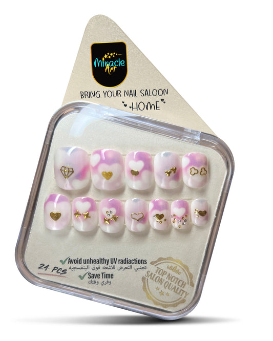Miracle Art Salon Acrylic Nails Short Length, 24 Pieces Purple Heart SH24026