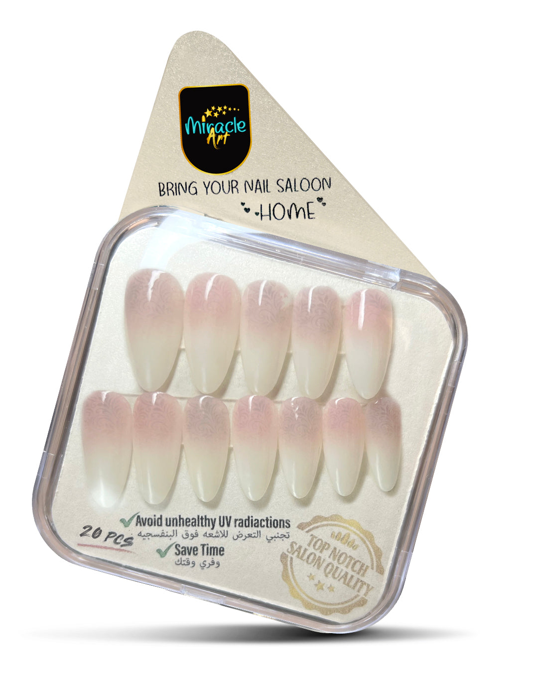 Miracle Art Salon Acrylic Nails Almond, 20 Pieces Plun Ombre AL20007