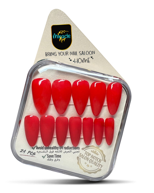 Miracle Art Salon Gel Nails Almond, 24 Pieces RED AM24002