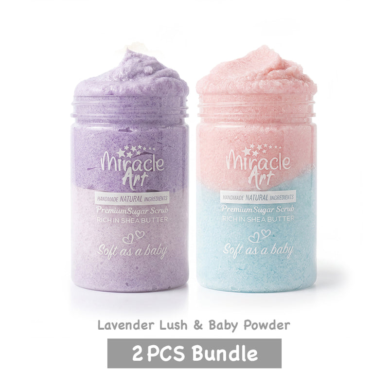 Miracle Art Sugar scrub | 2 PCS | Lavender Lush & Baby Powder Scent