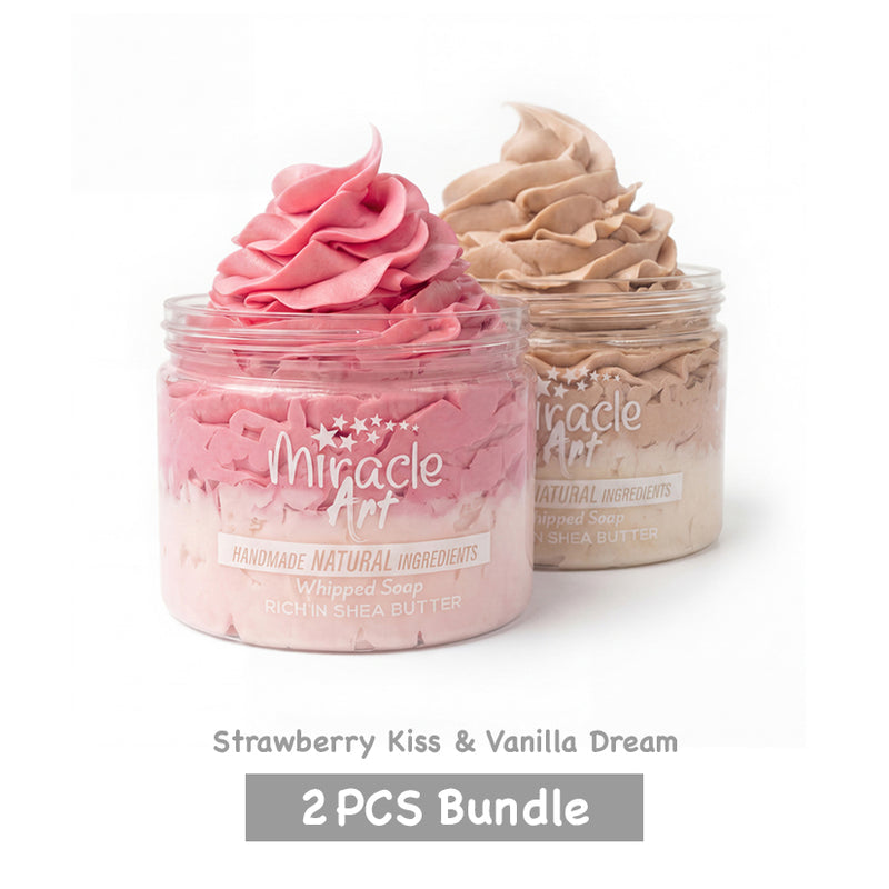 Miracle Art Whipped Soap | 2 PCS Bundle | Strawberry Kiss & Vanilla Dream