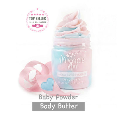 Miracle Art Baby Powder  Body Butter — Best Seller | UAE Certified Natural Moisturizer with Shea Butter & Kokum Butter | Lorenzo Inspired Scent