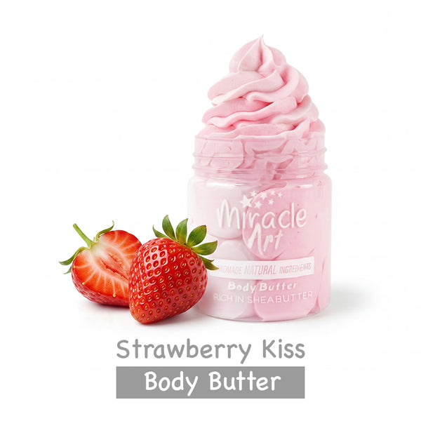 Miracle Art Strawberry Kiss Body Butter — UAE Certified Handmade Natural Moisturizer with Shea & Kokum Butter | Fresh Strawberry Scent | Sensitive Skin Safe | Fun Gift Idea