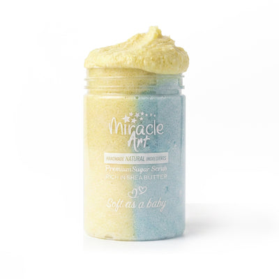 Miracle Art Lily Blossom Sugar Scrub — UAE Certified 100% Handmade Natural Exfoliator with Shea & Mango Butter | Pure Lily Flower Scent | Dead Skin Removal | Silky Smooth Skin | Elegant Gift for Her