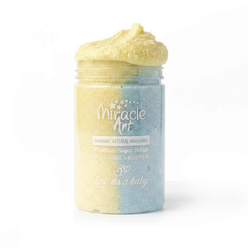 Miracle Art Lily Blossom Sugar Scrub — UAE Certified 100% Handmade Natural Exfoliator with Shea & Mango Butter | Pure Lily Flower Scent | Dead Skin Removal | Silky Smooth Skin | Elegant Gift for Her