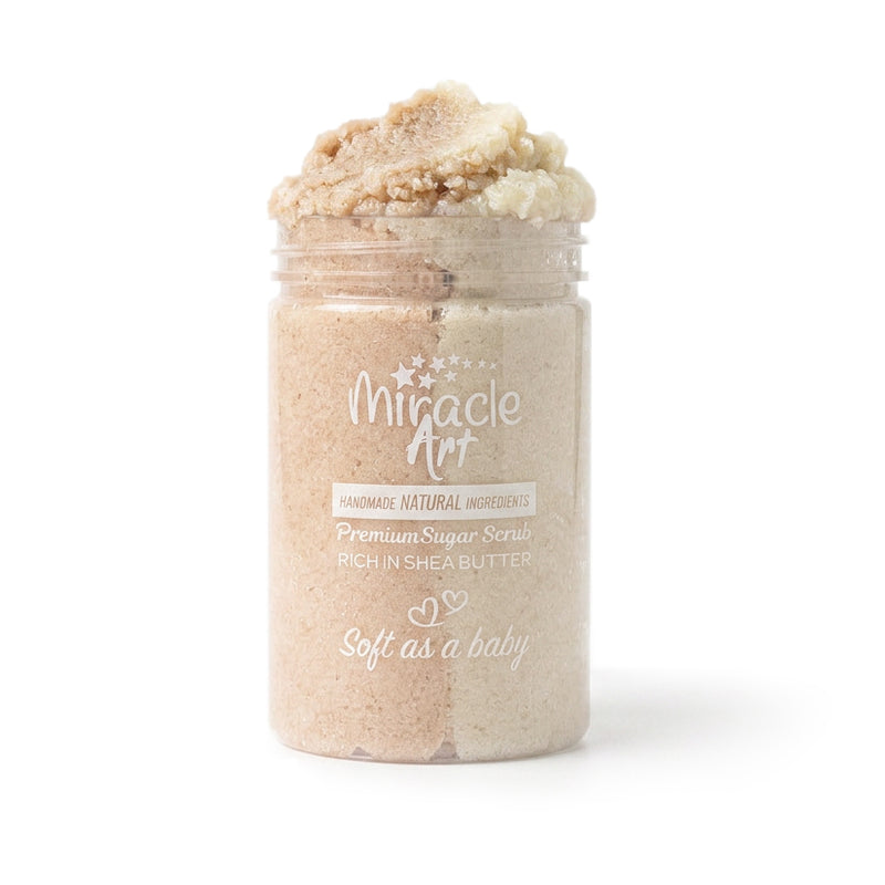 Miracle Art Vanilla Dream Sugar Scrub — UAE Certified 100% Handmade Natural Exfoliator & Skin Repair | Warm Vanilla Scent | Shea & Mango Butter | Dead Skin Removal | Silky Smooth Healing Skin