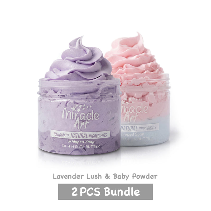 Miracle Art Whipped Soap | 2 PCS Bundle | Lavender Lush & Baby Powder Scent