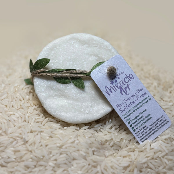 Miracle Art Shampoo Bar - Made with Rice  for Hair Growth - Handcrafted Sulfate Free Shampoo