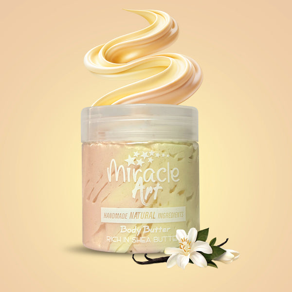Miracle Art Vanilla Dream Whipped Body Butter — UAE Certified Natural Deep Moisturizer with Shea, Kokum & Mango Butter | Warm Vanilla Scent | Sensitive Skin Safe | Luxury Gift Idea